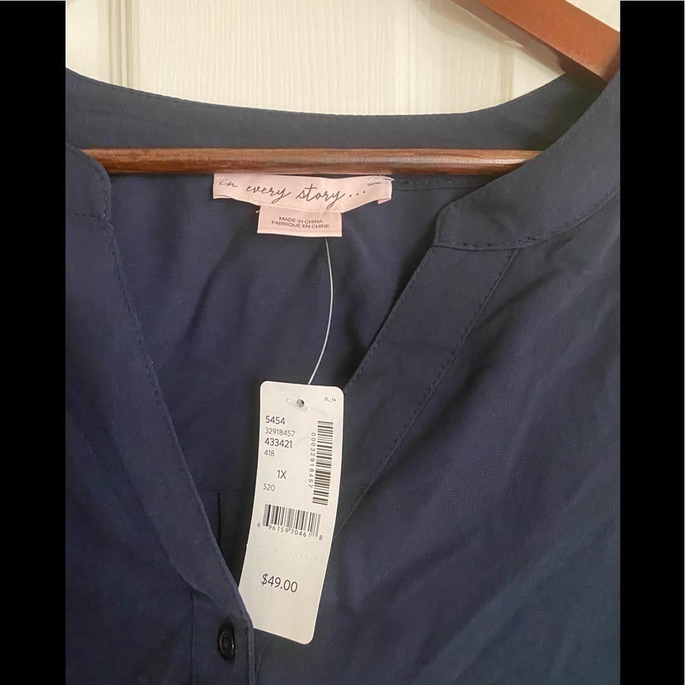 PENNINGTON’S In Every Story NEW With Tags Navy Blouse, Size 1X, Retail $49 - Picture 2 of 2
